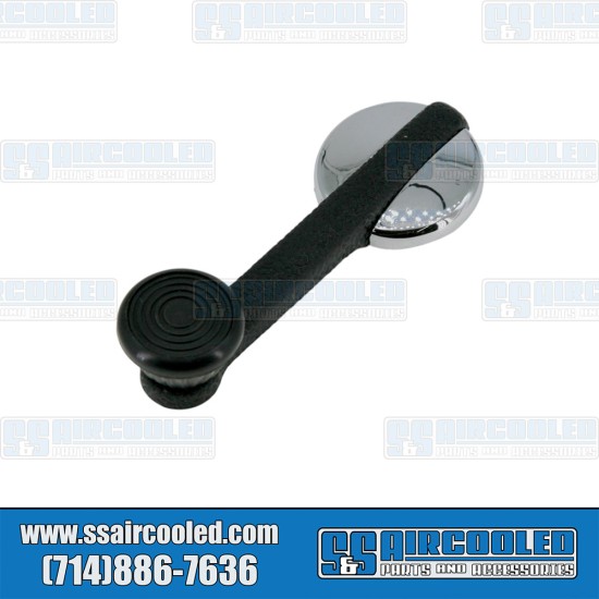  VW Window Winder, Left or Right, Chrome w/Black Knob, 113837581D