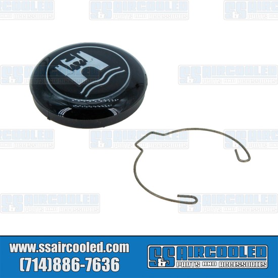  VW Horn Button, Stock, Black & Silver, 113951532