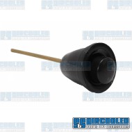 Dash Knob w/Button, Wiper Switch, Black