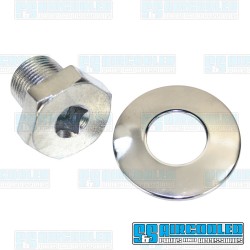 Crankshaft Pulley Bolt & Washer, 3/8in Broached, Chrome Crankshaft Pulley Bolt & Washer, 3/8in Broached, Chrome