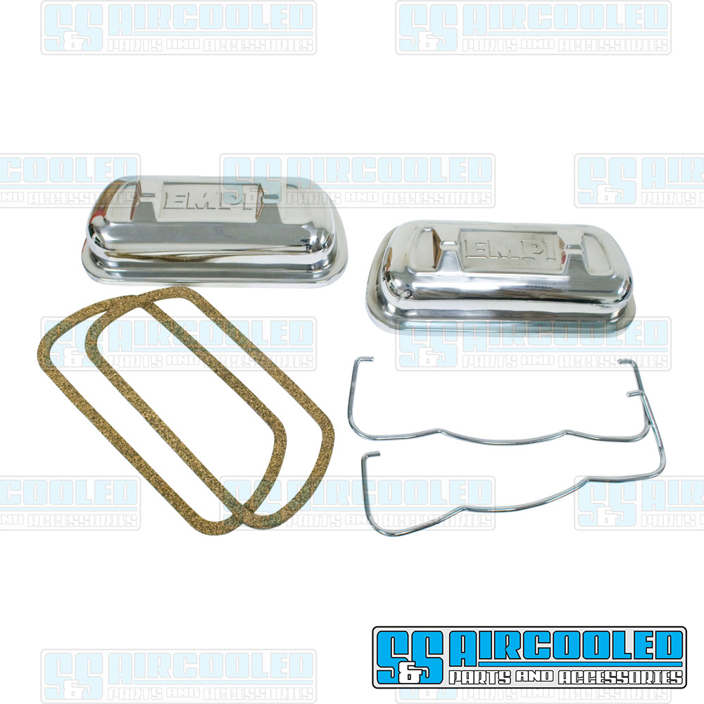 EMPI Valve Covers, 1694700, Clip On, Stainless Steel, Polished, VW Bug, Super Beetle, Ghia