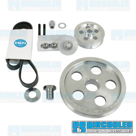 EMPI VW Serpentine Pulley Kit, 5-Hole, Polished Aluminum, 17-2811-0