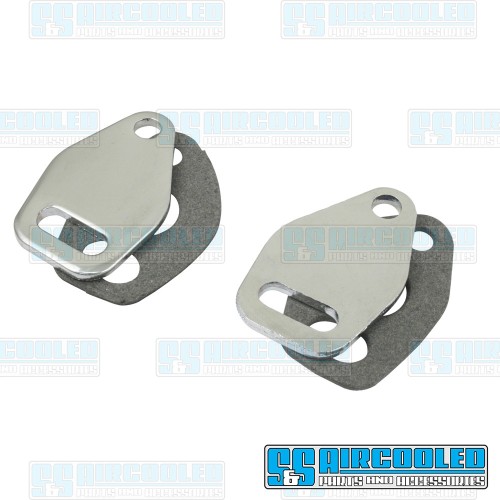 Pre-Heater Block Off Plates, Single Pre-Heat Tube, Left & Right, Chrome Pre-Heater Block Off Plates, Single Pre-Heat Tube, Left & Right, Chrome