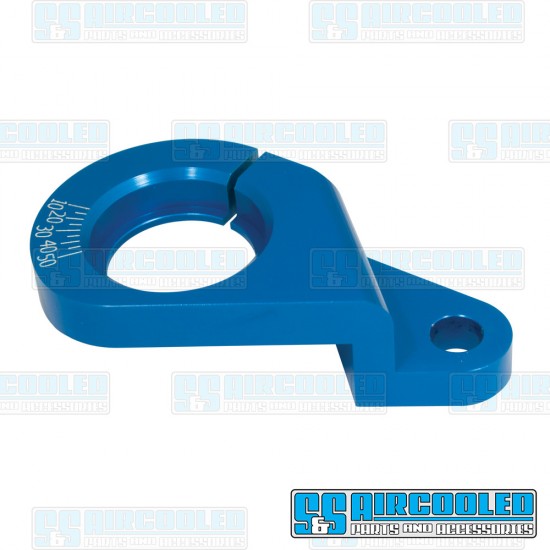 EMPI VW Distributor Clamp, Billet Aluminum, w/Ignition Timing Marks, Blue, 17-2938-0