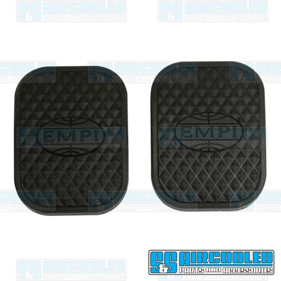 EMPI VW Clutch/Brake Pedal Pads, Black w/EMPI Logo, 17-2996-0