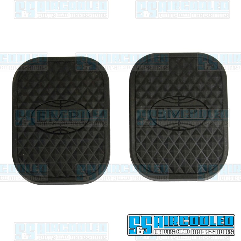 EMPI VW Clutch/Brake Pedal Pads, Black w/EMPI Logo, 17-2996-0 EMPI VW Clutch/Brake Pedal Pads, Black w/EMPI Logo, 17-2996-0