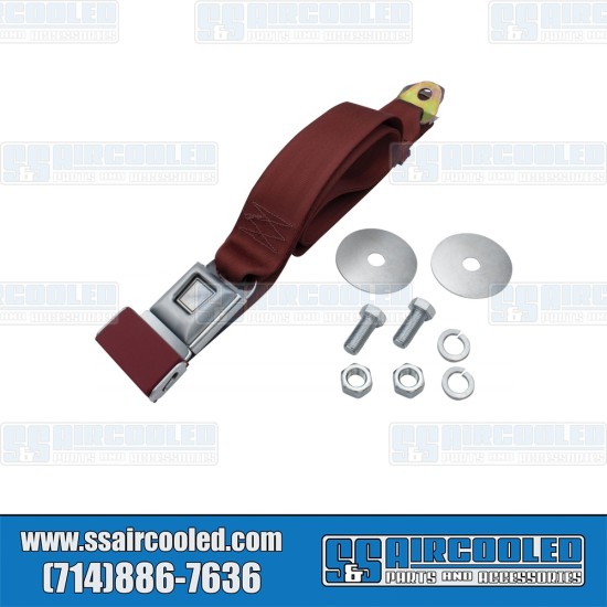 EMPI VW Seat Belt, 2 Point Lap Belt w/Silver Push Button Latch, Red, 18-1021-0, VW Bug, Super Beetle, Ghia, Bus, Type 3, Thing EMPI VW Seat Belt, 2 Point Lap Belt w/Silver Push Button Latch, Red, 18-1021-0, VW Bug, Super Beetle, Ghia, Bus, Type 3, Thing