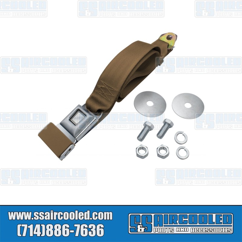 EMPI VW Seat Belt, 2 Point Lap Belt w/Silver Push Button Latch, Tan, 18-1022-0, VW Bug, Super Beetle, Ghia, Bus, Type 3, Thing EMPI VW Seat Belt, 2 Point Lap Belt w/Silver Push Button Latch, Tan, 18-1022-0, VW Bug, Super Beetle, Ghia, Bus, Type 3, Thing