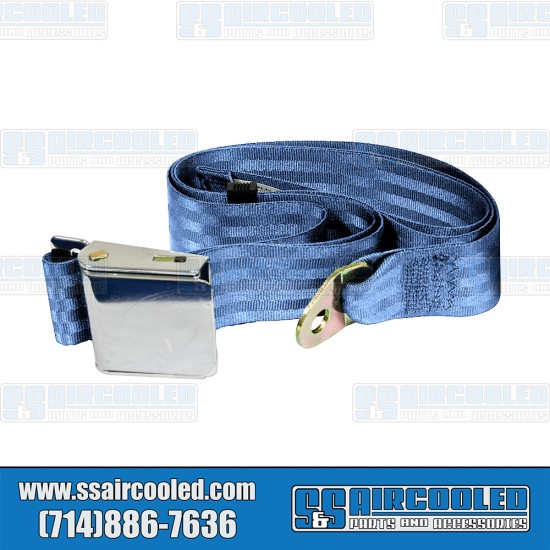 EMPI VW Seat Belt, 2 Point Lap Belt w/Chrome Lift Latch, Blue, 18-1025-0