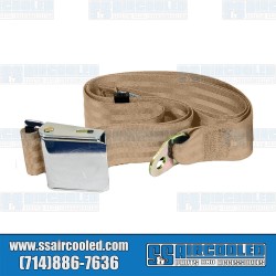 Seat Belt, 2 Point Lap Belt w/Chrome Lift Latch, Tan Seat Belt, 2 Point Lap Belt w/Chrome Lift Latch, Tan