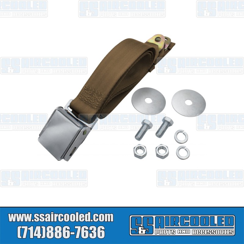 EMPI VW Seat Belt, 2 Point Lap Belt w/Chrome Lift Latch, Tan, 18-1027-0, VW Bug, Super Beetle, Ghia, Bus, Type 3, Thing EMPI VW Seat Belt, 2 Point Lap Belt w/Chrome Lift Latch, Tan, 18-1027-0, VW Bug, Super Beetle, Ghia, Bus, Type 3, Thing