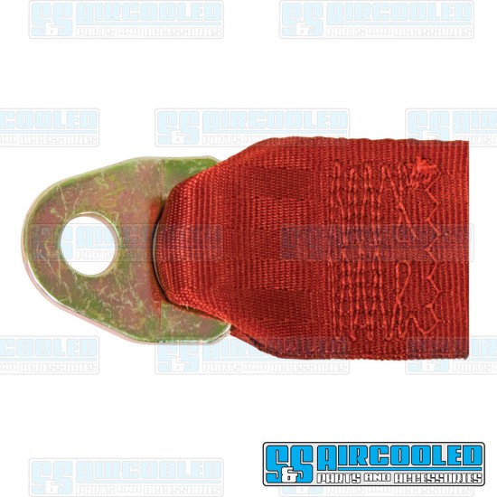 EMPI VW Seat Belt, 2 Point Lap Belt w/Chrome Lift Latch, Red, 18-1026-0