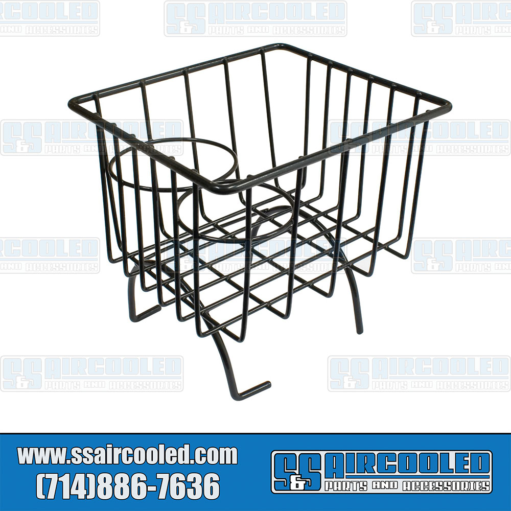 EMPI Wire Basket/Cup Holder, Sits on Center Hump, Black, VW Bug, Super