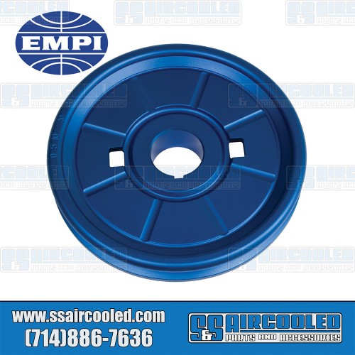 Crankshaft Pulley, 6-3/4in, Aluminum, Solid, Stock Style, Blue Crankshaft Pulley, 6-3/4in, Aluminum, Solid, Stock Style, Blue