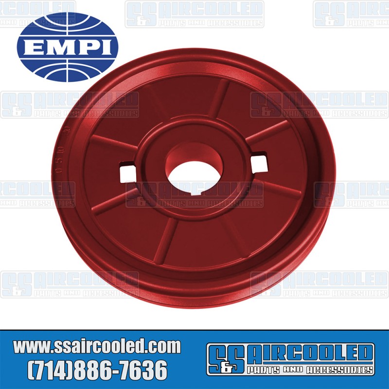 EMPI VW Crankshaft Pulley, 6-3/4in, Aluminum, Solid, Stock Style, Red, 18-1073-0 EMPI VW Crankshaft Pulley, 6-3/4in, Aluminum, Solid, Stock Style, Red, 18-1073-0