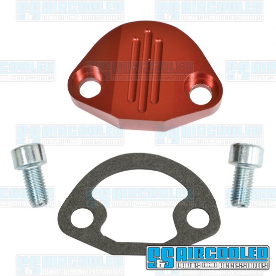 EMPI VW Fuel Pump Block Off, Aluminum, Red, 18-1093-0