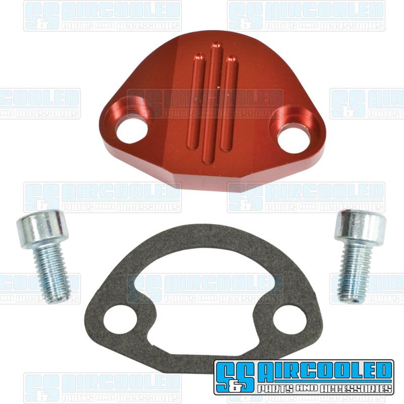 EMPI VW Fuel Pump Block Off, Aluminum, Red, 18-1093-0
