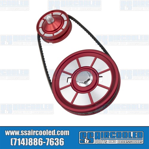 EMPI Pulley Kit, Stock Style, Aluminum, Red w/Silver, VW Bug, Super