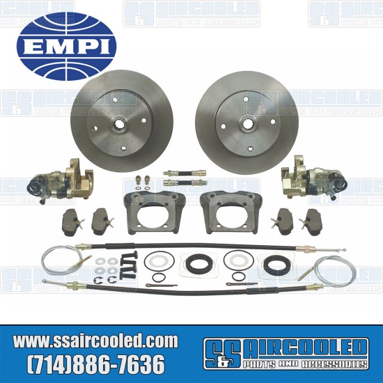 EMPI VW Disc Brake Kit, Rear, 4x130mm, e-Brake, Cast Brackets, Bolt-On, 22-2865-F, VW Bug, Ghia EMPI VW Disc Brake Kit, Rear, 4x130mm, e-Brake, Cast Brackets, Bolt-On, 22-2865-F, VW Bug, Ghia
