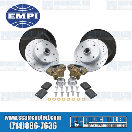 EMPI Disc Brake Kit, Front, 4x130mm, Drilled and Slotted, Bolt-On, 22-2869-0, VW Bug, Ghia EMPI Disc Brake Kit, Front, 4x130mm, Drilled and Slotted, Bolt-On, 22-2869-0, VW Bug, Ghia