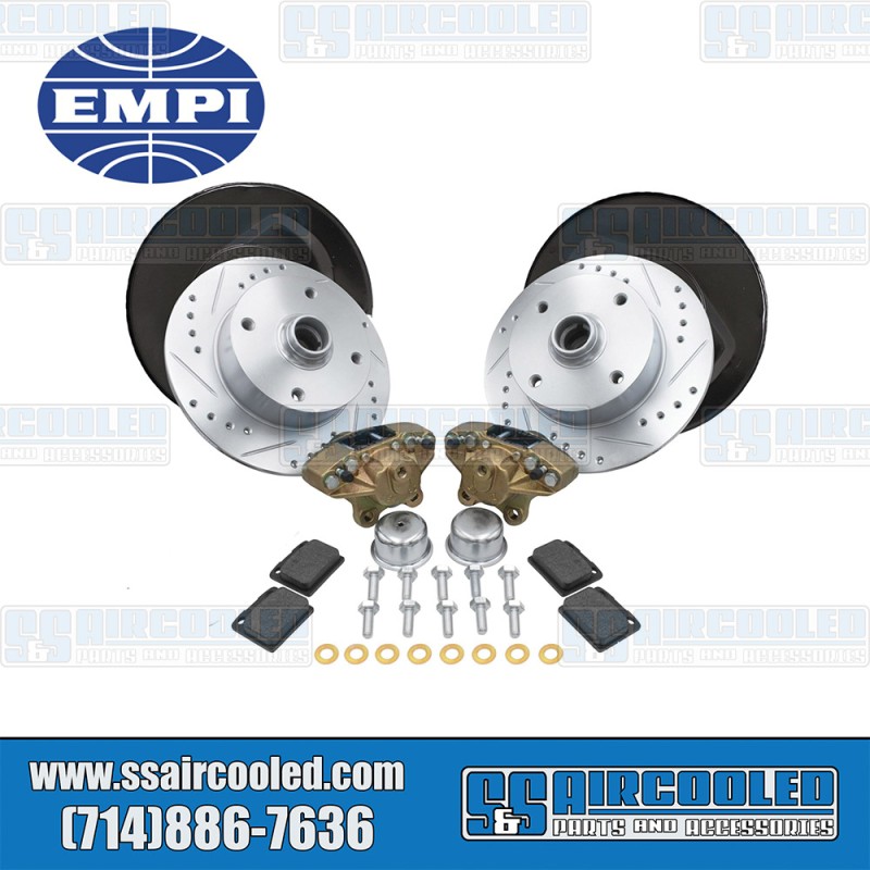 EMPI Disc Brake Kit, Front, 4x130mm, Drilled and Slotted, Bolt-On, 22-2869-0, VW Bug, Ghia EMPI Disc Brake Kit, Front, 4x130mm, Drilled and Slotted, Bolt-On, 22-2869-0, VW Bug, Ghia