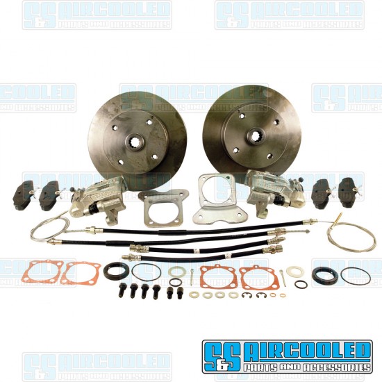 EMPI VW Disc Brake Kit, Rear, 4x130mm, e-Brake, Stamped Brackets, 22-2871-0