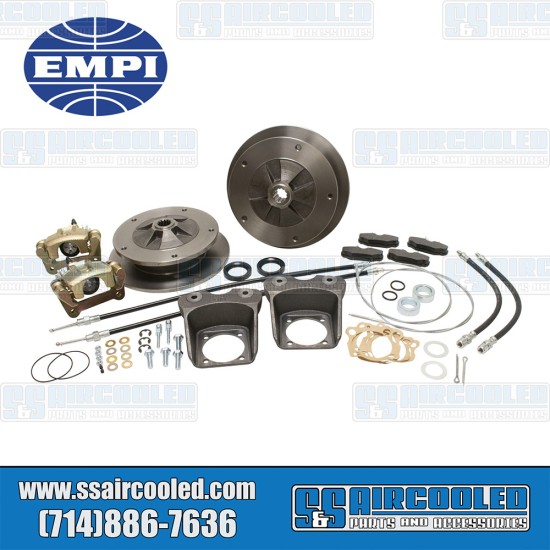 EMPI VW Disc Brake Kit, Rear, 5x205mm, Zero Offset, e-Brake, Cast Brackets, Bolt-On, 22-2906-F, VW Bug, Ghia EMPI VW Disc Brake Kit, Rear, 5x205mm, Zero Offset, e-Brake, Cast Brackets, Bolt-On, 22-2906-F, VW Bug, Ghia