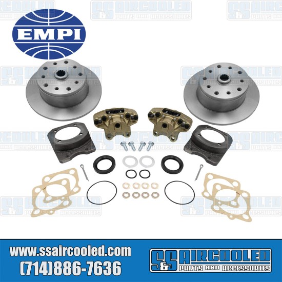 EMPI VW Disc Brake Kit, Front, 5x130/5x4.75, No e-Brake, Cast Brackets, Bolt-On, 22-2910-F, VW Bug, Ghia
