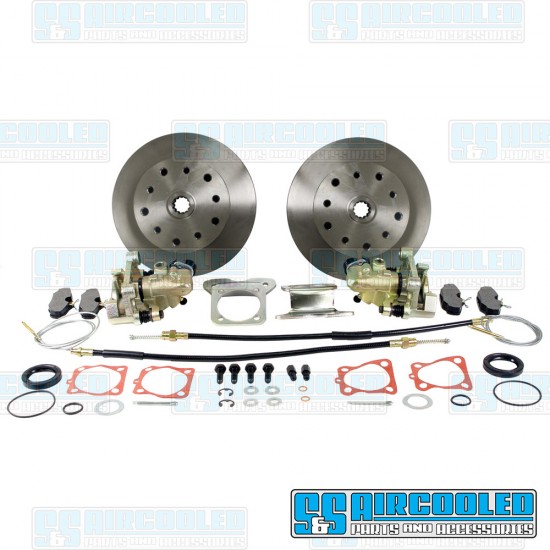 EMPI VW Disc Brake Kit, Rear, 5x130mm/5x4.75in, e-Brake, Cast Brackets, 22-2913-F
