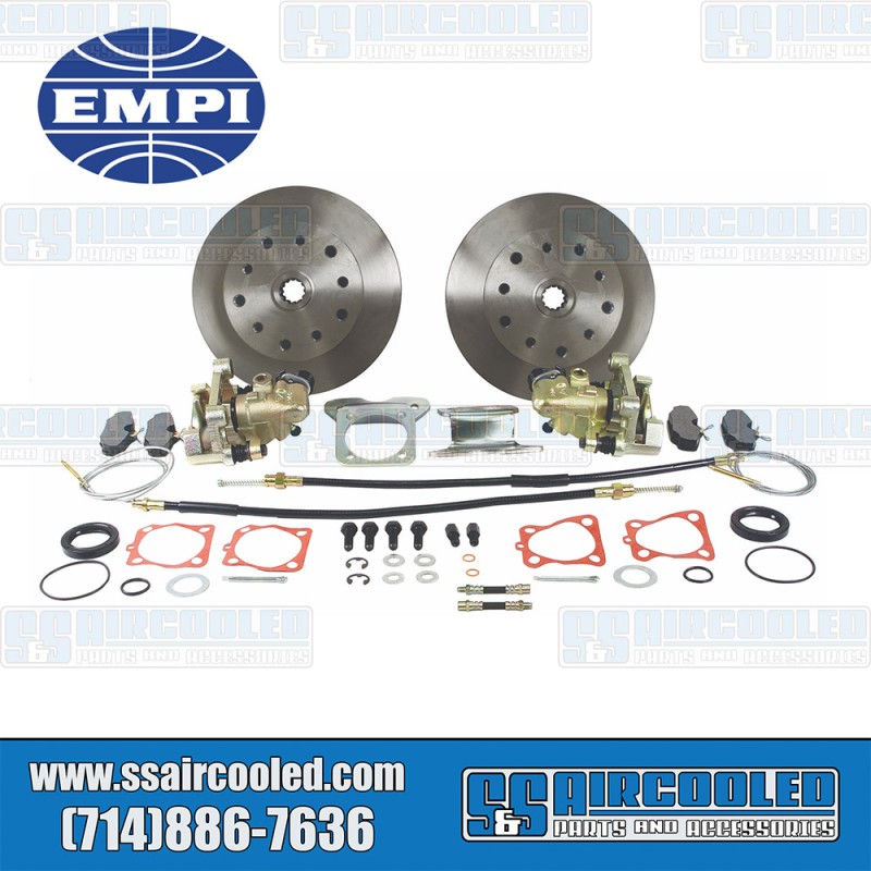 EMPI VW Disc Brake Kit, Front, 5x130/5x4.75, e-Brake, Stamped Brackets, Bolt-On, 22-2912-0, VW Bug, Ghia