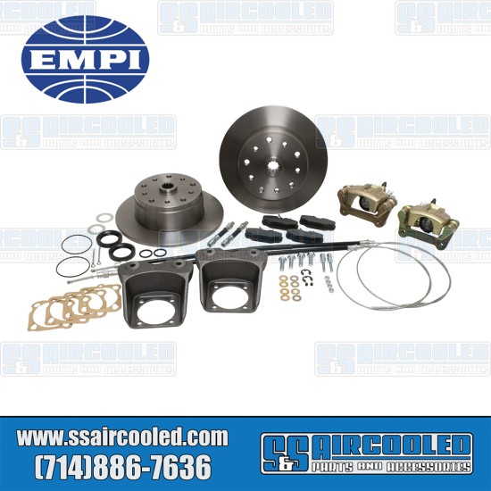EMPI VW Disc Brake Kit, Front, 5x130/5x4.75, e-Brake, Cast Brackets, Bolt-On, 22-2912-F, VW Bug, Ghia EMPI VW Disc Brake Kit, Front, 5x130/5x4.75, e-Brake, Cast Brackets, Bolt-On, 22-2912-F, VW Bug, Ghia