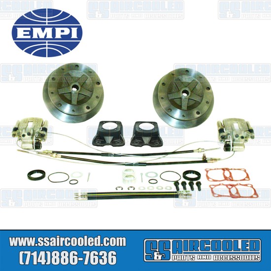 EMPI VW Disc Brake Kit, Rear, 5x205mm, Wide-Track, e-Brake, Cast Brackets, Bolt-On, 22-2927-F, VW Bug, Ghia, Super Beetle EMPI VW Disc Brake Kit, Rear, 5x205mm, Wide-Track, e-Brake, Cast Brackets, Bolt-On, 22-2927-F, VW Bug, Ghia, Super Beetle