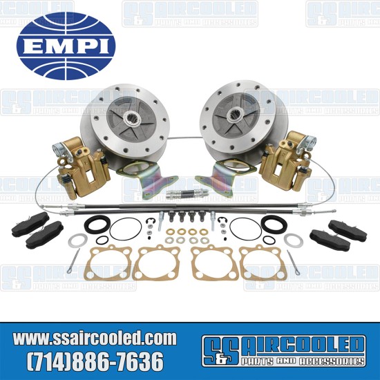 EMPI VW Disc Brake Kit, Rear, 5x205mm, Wide-Track, e-Brake, Stamped Brackets, Bolt-On, 22-2928-0, VW Bug, Ghia