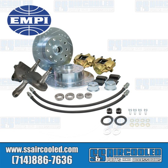EMPI VW Disc Brake Kit, Front, 5x130/5x4.75, Drilled and Slotted, Forged Drop Spindle, 22-6133-0, VW Bug, Ghia EMPI VW Disc Brake Kit, Front, 5x130/5x4.75, Drilled and Slotted, Forged Drop Spindle, 22-6133-0, VW Bug, Ghia