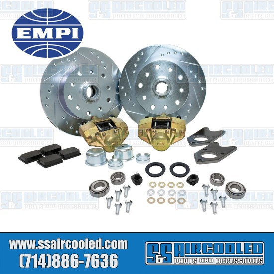 EMPI VW Disc Brake Kit, Front, 5x130/5x4.75, Drilled and Slotted, Bolt On, 22-6135-0, VW Bug, Ghia EMPI VW Disc Brake Kit, Front, 5x130/5x4.75, Drilled and Slotted, Bolt On, 22-6135-0, VW Bug, Ghia