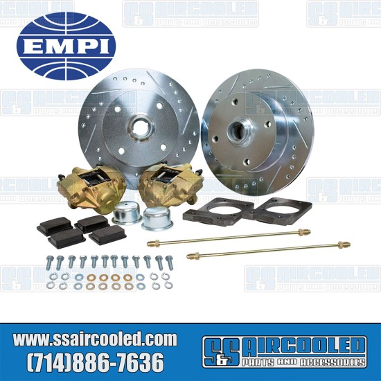 EMPI VW Disc Brake Kit, Front, 4x130mm, Drilled and Slotted, Bolt-On, 22-6140-0, VW Super Beetle