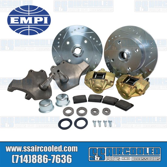 EMPI Disc Brake Kit, Front, 4x130mm, Drilled and Slotted, Forged Drop Spindle, 22-6141-0, VW Bug, Ghia EMPI Disc Brake Kit, Front, 4x130mm, Drilled and Slotted, Forged Drop Spindle, 22-6141-0, VW Bug, Ghia