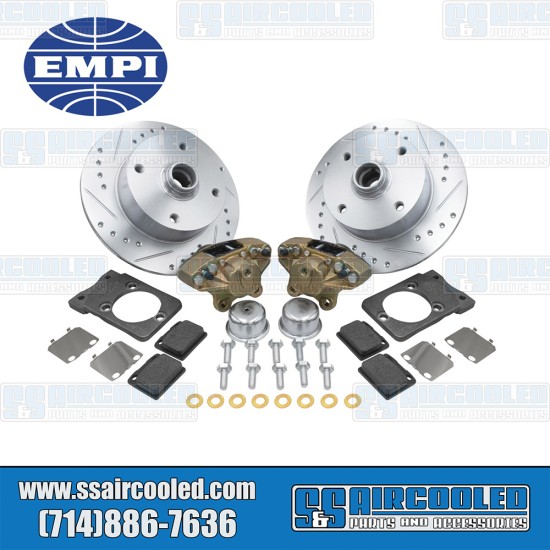 EMPI VW Disc Brake Kit, Front, 4x130, Drilled and Slotted, Bolt-On, 22-6142-0, VW Bug, Ghia EMPI VW Disc Brake Kit, Front, 4x130, Drilled and Slotted, Bolt-On, 22-6142-0, VW Bug, Ghia