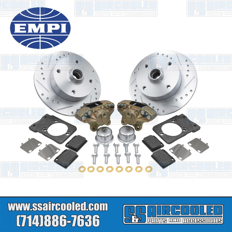 EMPI VW Disc Brake Kit, Front, 4x130, Drilled and Slotted, Bolt-On, 22-6142-0, VW Bug, Ghia EMPI VW Disc Brake Kit, Front, 4x130, Drilled and Slotted, Bolt-On, 22-6142-0, VW Bug, Ghia