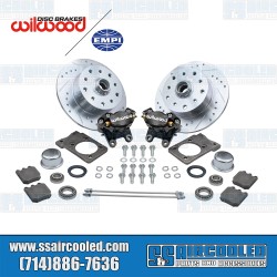 Disc Brake Kit, Front, 5x130/5x4.75, Black 2-Piston Wilwood Calipers, Drilled and Slotted, Bolt-On