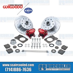 Disc Brake Kit, Front, 5x130/5x4.75, Red 2-Piston Wilwood Calipers, Drilled and Slotted, Bolt-On