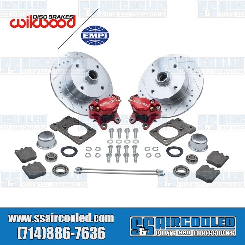 Disc Brake Kit, Front, 4x130mm, Red 2-Piston Wilwood Calipers, Drilled and Slotted, Bolt-On Disc Brake Kit, Front, 4x130mm, Red 2-Piston Wilwood Calipers, Drilled and Slotted, Bolt-On
