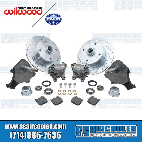 EMPI VW Disc Brake Kit, Front, 4x130mm, Wilwood Calipers, Drop Spindle, Silver, 22-6151-0