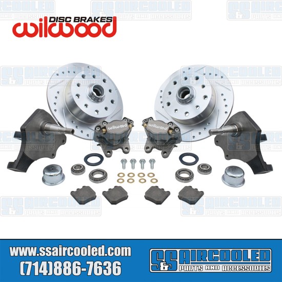 EMPI VW Disc Brake Kit, Front, 5x130/5x4.75, Wilwood Calipers, Drop Spindle, Silver, 22-6152-0