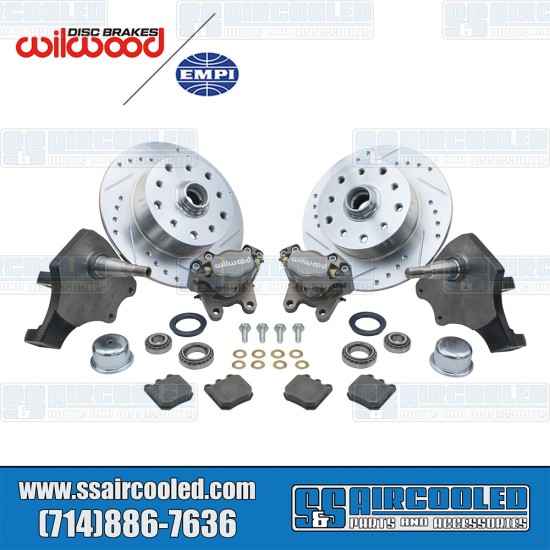 EMPI VW Disc Brake Kit, Front, 5x130/5x4.75, Wilwood Calipers, Drop Spindle, Silver, 22-6152-0