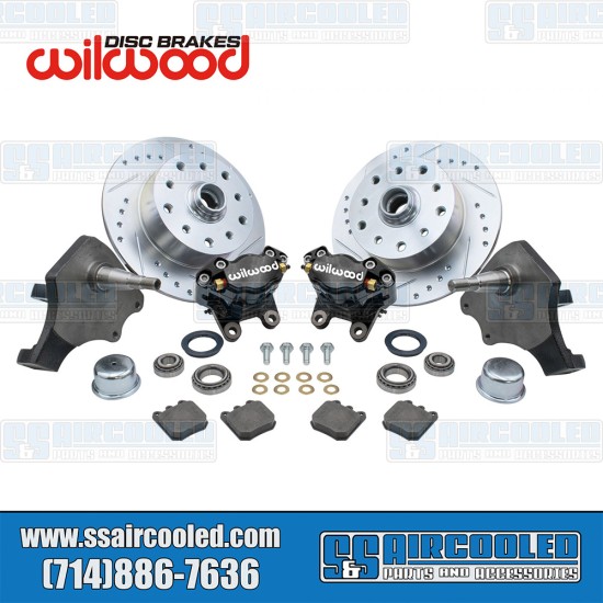 EMPI VW Disc Brake Kit, Front, 5x130/5x4.75, Wilwood Calipers, Drop Spindle, Black, 22-6152-B