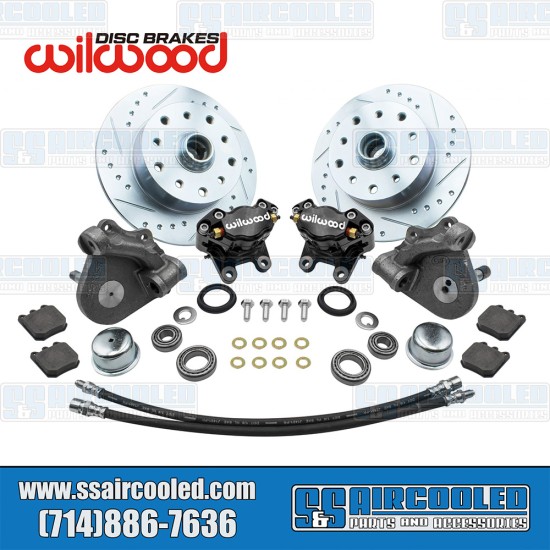 EMPI VW Disc Brake Kit, Front, 5x130/5x4.75, Wilwood Calipers, Drop Spindle, Black, 22-6153-B
