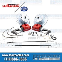 Disc Brake Kit, Front, 5x130/5x4.75, Drilled and Slotted, Red Wilwood e-Brake Calipers, Cast Brackets, Bolt-On