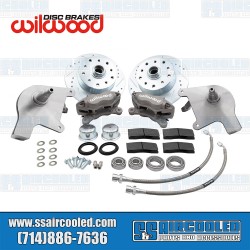 Disc Brake Kit, Front, 5x130/5x4.75, Wilwood 4-Piston Calipers, Forged Drop Spindle, Silver Disc Brake Kit, Front, 5x130/5x4.75, Wilwood 4-Piston Calipers, Forged Drop Spindle, Silver