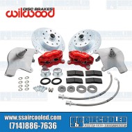 Disc Brake Kit, Front, 5x130/5x4.75, Wilwood 4-Piston Calipers, Forged Drop Spindle, Red Disc Brake Kit, Front, 5x130/5x4.75, Wilwood 4-Piston Calipers, Forged Drop Spindle, Red